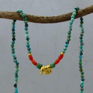 Turquoise 24k gold beads necklace