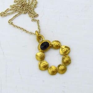 24k gold Blue Spinel necklace