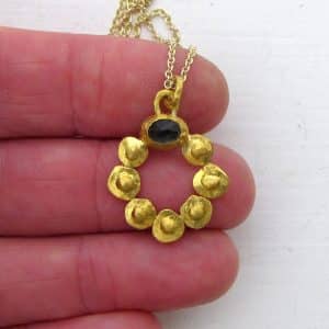 24k gold Blue Spinel necklace