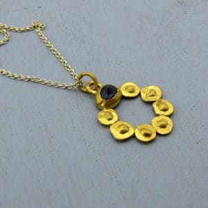 24k gold Blue Spinel necklace