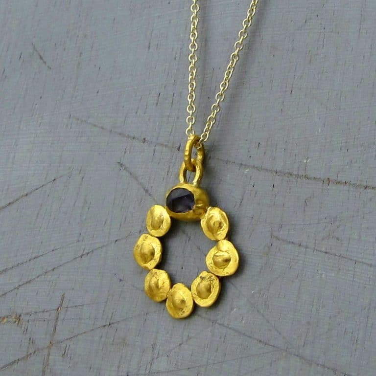 24k gold Blue Spinel necklace