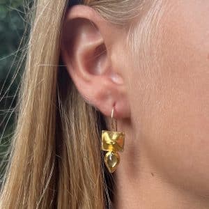 Lemon Quartz 24K gold dangle earrings