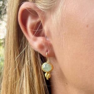 Handmade 24k gold Grepolite dangle earrings