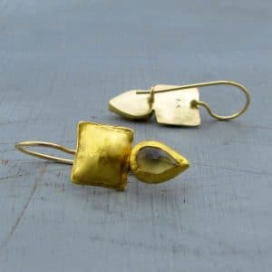 Lemon Quartz 24K gold dangle earrings