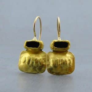 Onyx 24k gold earrings