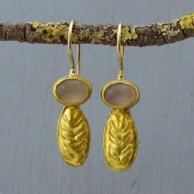 Moonstone 24k gold earrings