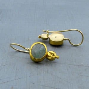 Handmade 24k gold Grepolite dangle earrings