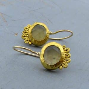 24k gold Prehnite dangle earrings