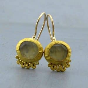 24k gold Prehnite dangle earrings