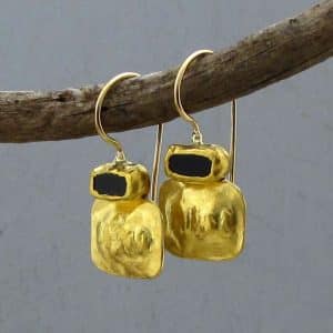 Onyx 24k gold earrings