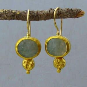 Handmade 24k gold Grepolite dangle earrings