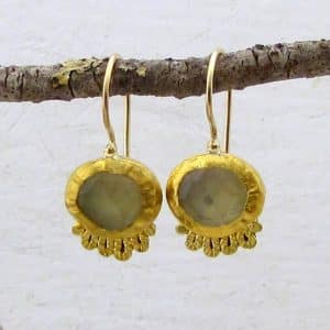 24k gold Prehnite dangle earrings