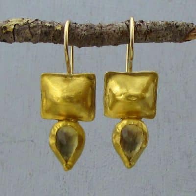 Lemon Quartz 24K gold dangle earrings