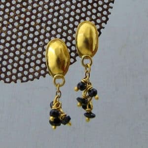 Black Spinel dangle 22k Earrings