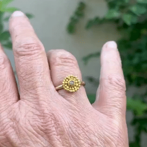 Rough diamond 24k gold stacking ring