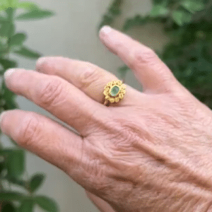 Oval green Tourmaline 22k gold stacking ring