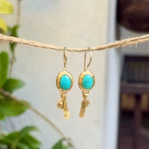 Handmade 24k gold Turquoise dangle earrings