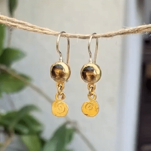 Smoky Topaz 24k gold earrings