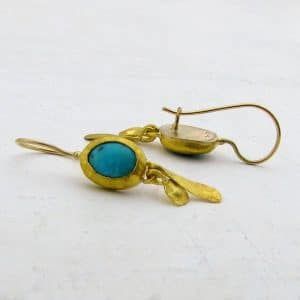 Handmade 24k gold Turquoise dangle earrings