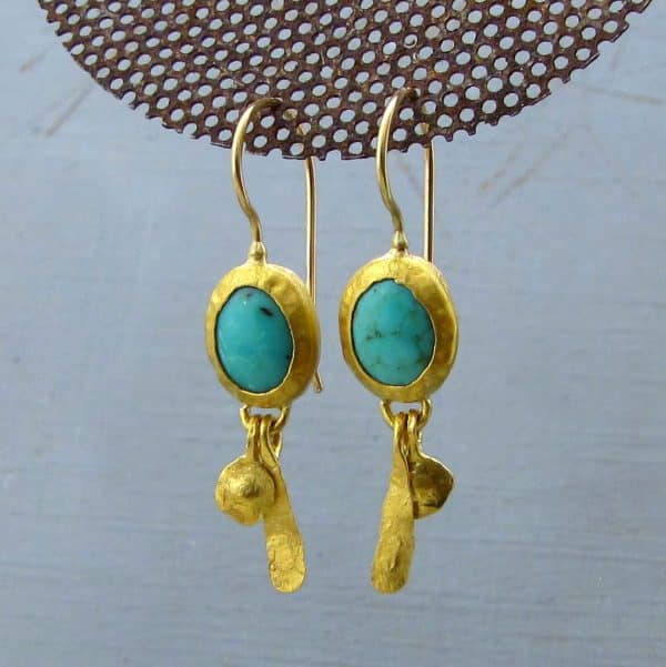 Handmade 24k gold Turquoise dangle earrings