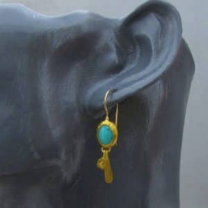 Handmade 24k gold Turquoise dangle earrings