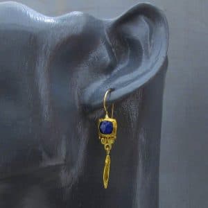 Handmade Lapis Lazuli 24k gold earrings