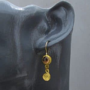 Smoky Topaz 24k gold earrings