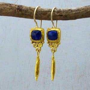 Handmade Lapis Lazuli 24k gold earrings