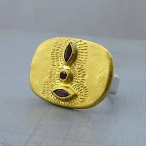 Garnet 24k gold & silver statement ring