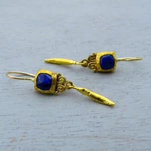 Handmade Lapis Lazuli 24k gold earrings