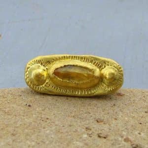 Solid 24k gold & silver Citrine signet ring