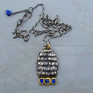 Handmade rustic silver 24k gold & Lapiz Lazuli necklace