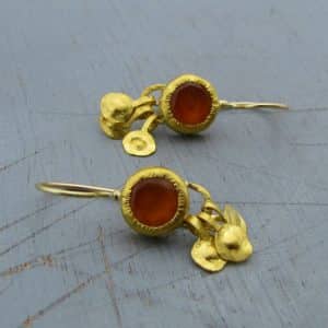 Handmade 24k gold Carnelian dangle earrings