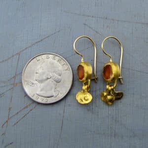 Handmade 24k gold Carnelian dangle earrings