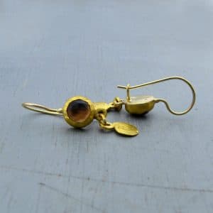 Smoky Topaz 24k gold earrings