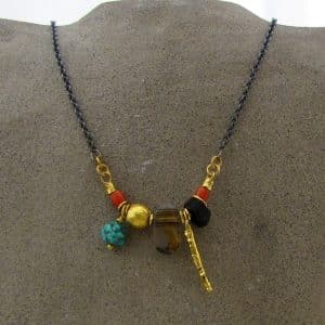 Colorful 24k gold and gemstone beads necklace