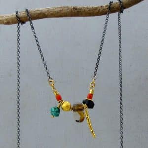 Colorful 24k gold and gemstone beads necklace