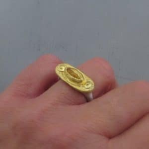 Solid 24k gold & silver Citrine signet ring