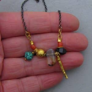 Colorful 24k gold and gemstone beads necklace