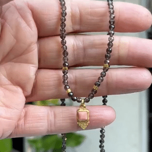 Smoky Topaz, Coral and 24k Gold Necklace