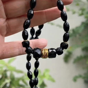 24k gold Onyx beads necklace