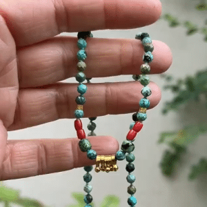 Turquoise 24k gold beads necklace