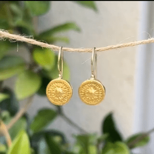 Round handmade 24k gold earrings