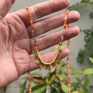 Carnelian and 24k gold beads handmade necklace