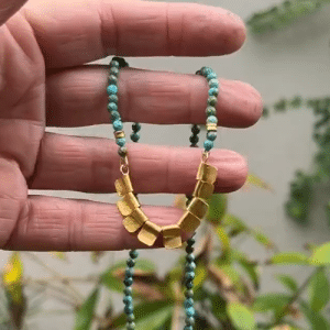 Solid 24k gold & Turquoise beads handmade necklace