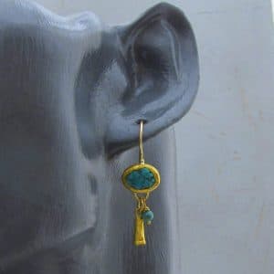 Handmade Turquoise pure gold earrings