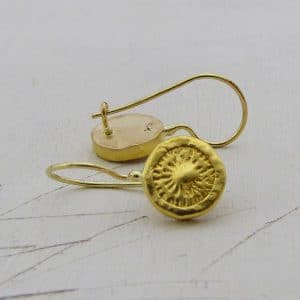 Round handmade 24k gold earrings