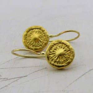 Round handmade 24k gold earrings