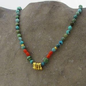 Turquoise 24k gold beads necklace