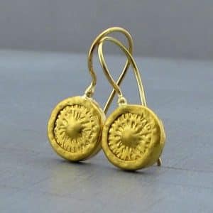 Round handmade 24k gold earrings